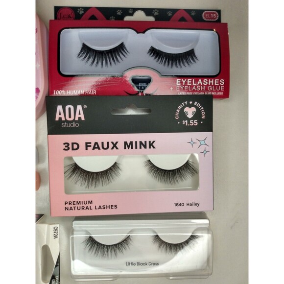 Faux Lashes lot w/ Limited Ed Eylure Skinny Dip Butterfly Lash Case, Glue, JCat - Picture 2 of 7
